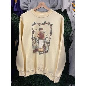 vtg 90s CUTE PUMPKIN GRANDMA Sweatshirt large // love peace pastel heart animal